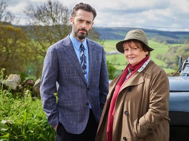 Brenda Blethyn and David Leon on set during filming of the 13th series of Vera which begins on ITV on Sunday, January 7. Photo: ITV