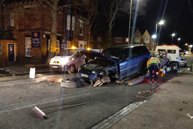 The occupants of the Range Rover made off from the scene before police arrived.