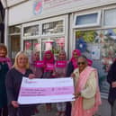 The Apna Ghar Minority Ethnic Women’s Centre, in Ocean Road, South Shields,  received a cheque for £91, 962 from the National Lottery Community Fund.
Pictured presenting the cheque is Catherine Stocks (2nd left) to Apna Ghar chair Shobha Srivasyava (3rd from left) with Susan Stevenson Apna Ghar Project Co-ordinator (left) and Tracey Dixon Leader South Tyneside Council (right).
