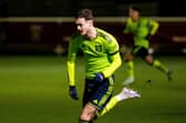 ROMFORD, ENGLAND - JANUARY 20: Joe Hugill of Manchester United in action during the Premier League 2 match between West Ham United and Manchester United at Rush Green on January 20, 2023 in Romford, England. (Photo by Ash Donelon/Manchester United via Getty Images)