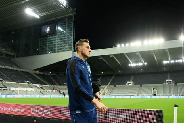 Chris Wood arrives at St James's Park earlier this season.