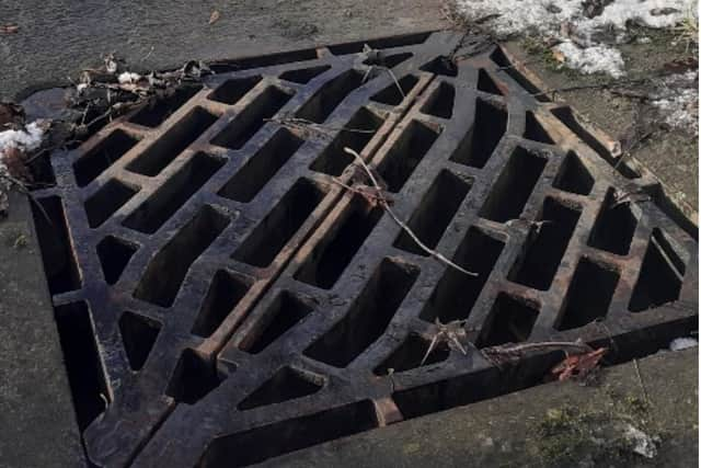 This drain in Jarrow Cemetery was hidden under the flood water.