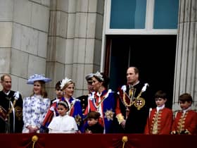 Members of the Royal family on Buckingham Palace balcony including the Prince and Princess of Wales. Image: Simon James Smith
