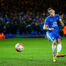 PETERBOROUGH, ENGLAND - FEBRUARY 10:  Marcus Maddison of Peterborough scores his penalty during the penalty shootout in the Emirates FA Cup fourth round replay match between Peterborough United and West Bromwich Albion at ABAX Stadium on February 10, 2016 in Peterborough, England.  (Photo by Richard Heathcote/Getty Images)