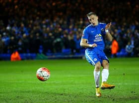 PETERBOROUGH, ENGLAND - FEBRUARY 10:  Marcus Maddison of Peterborough scores his penalty during the penalty shootout in the Emirates FA Cup fourth round replay match between Peterborough United and West Bromwich Albion at ABAX Stadium on February 10, 2016 in Peterborough, England.  (Photo by Richard Heathcote/Getty Images)
