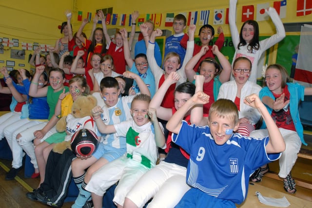 Pupils at Simonside Primary wore strips of the competing nations at the 2010 World Cup. Recognise anyone?