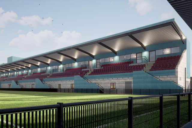 A artists impression of how the new main stand at 1st Cloud Arena will look.