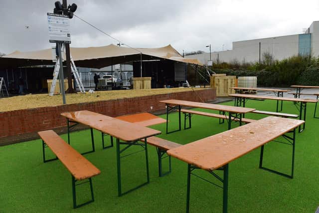 The outdoor seating area at The Dockyard.