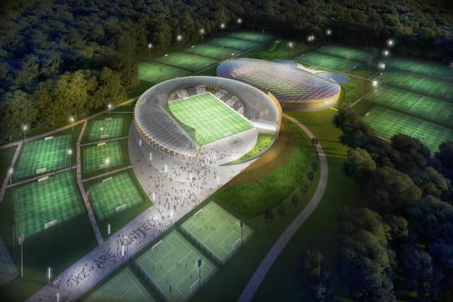 The proposed new Newcastle United "community stadium" and training complex, designed by North East-based GT3 Architects.