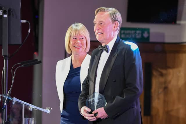 John and Irene Hays of Hays Travel at the Sunderland Echo Portfolio Business Awards in 2019.