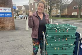 Angie with a food donation