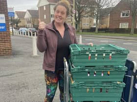 Angie with a food donation