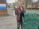 Angie with a food donation