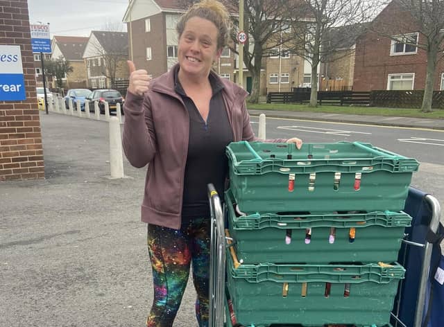 Angie with a food donation