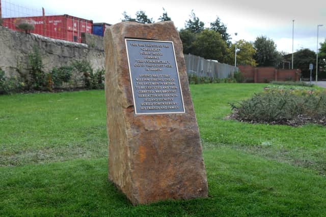 The memorial to the unfortunate William Jobling near Jarrow Slake.