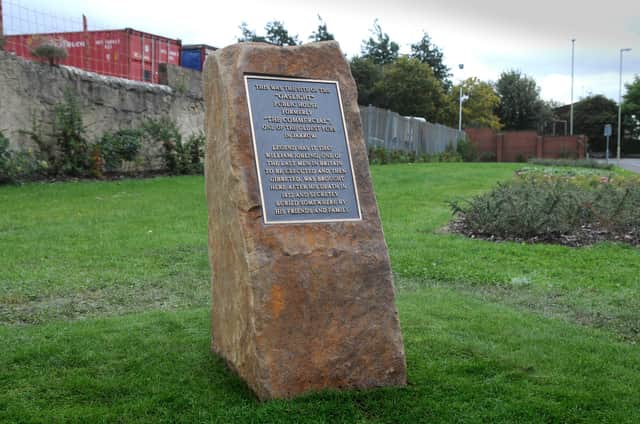 The memorial to the unfortunate William Jobling near Jarrow Slake.