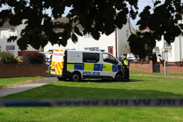 An officer remains on the scene in Chevington, Leam Lane Estate, Gateshead.