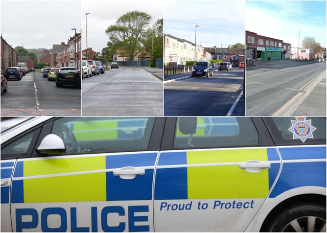 Some of the locations across South Tyneside, top, where most crime was reported to Northumbria Police, bottom, according to latest figures.