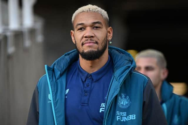 Newcastle United midfielder Joelinton arrives at St James's Park.