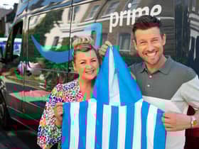 Chris and Rosie Ramsey, pictured after working at Amazon to mark Prime Day. Picture: David Parry/PA Wire.