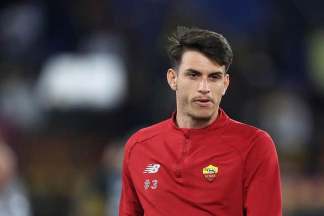 Roger Ibanez of AS Roma warms up ahead of the Serie A match between AS Roma and Bologna FC at Stadio Olimpico on May 01, 2022 in Rome, Italy. (Photo by Paolo Bruno/Getty Images)