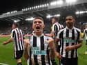 Newcastle United captain Kieran Trippier celebrates a goal in the home Carabao Cup tie against Southampton.