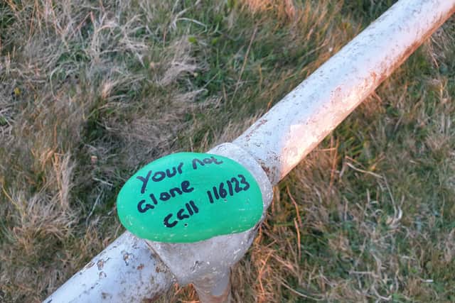 One of the messages left on the cliff tops in South Shields by Philip Mclachlan.