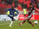 LONDON, ENGLAND - MAY 15: N'Golo Kante of Chelsea passes past Ayoze Perez of Leicester City  during The Emirates FA Cup Final match between Chelsea and Leicester City at Wembley Stadium on May 15, 2021 in London, England. A limited number of around 21,000 fans, subject to a negative lateral flow test, will be allowed inside Wembley Stadium to watch this year's FA Cup Final as part of a pilot event to trial the return of large crowds to UK venues. (Photo by Matt Childs - Pool/Getty Images)