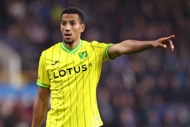 Isaac Hayden of Norwich gesturs during the Sky Bet Championship between Burnley and Norwich City at Turf Moor on October 25, 2022 in Burnley, England. (Photo by Nathan Stirk/Getty Images)