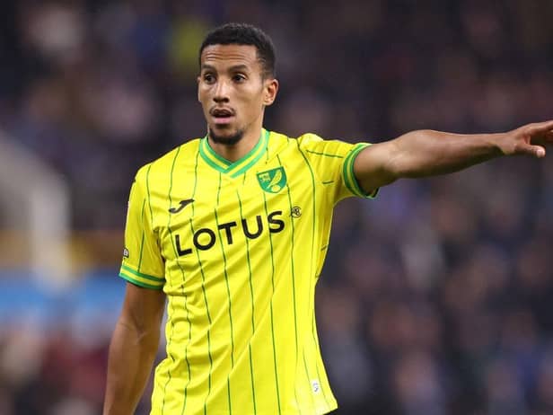 Isaac Hayden of Norwich gesturs during the Sky Bet Championship between Burnley and Norwich City at Turf Moor on October 25, 2022 in Burnley, England. (Photo by Nathan Stirk/Getty Images)