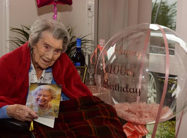 Celebrating her 100th birthday on Bank Holiday Monday, Helen Cowdery, of Roseway House, Wear Street, Jarrow.