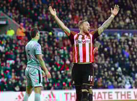 SUNDERLAND, ENGLAND - JANUARY 31: Connor Wickham of Sunderland appeals during the Barclays Premier League match between Sunderland and Burnley at Stadium of Light on January 31, 2015 in Sunderland, England.  (Photo by Mark Runnacles/Getty Images)