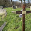 Before the unveiling of the headstone, Mary Lyons' grave in Jarrow Cemetery was marked with a cross.