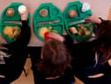 Pupils enjoying school dinners