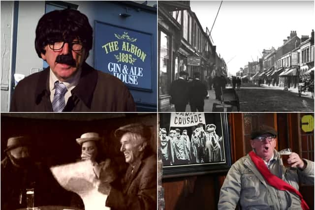 Jess McConnell (top, left); Jarrow, in days gone by (top, right); the documentary film looks at the social functions pubs have played in the town since its industrial heyday (bottom, left); one of the film's pub crusaders (bottom, right)