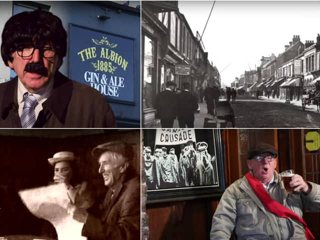 Jess McConnell (top, left); Jarrow, in days gone by (top, right); the documentary film looks at the social functions pubs have played in the town since its industrial heyday (bottom, left); one of the film's pub crusaders (bottom, right)