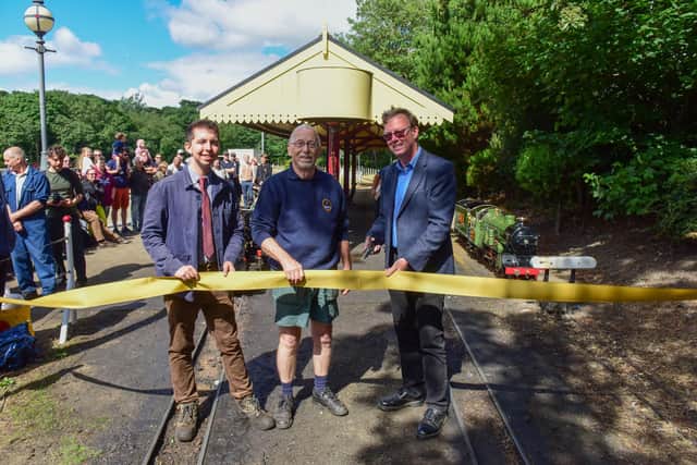 50th Anniversary celebrations of the South Shields miniature railway in South Marine Park, on Saturday. Pictured l-r are Matt Nunn, owner Michael Henderson and Anthony Coulls of the National Railway Museum, York.