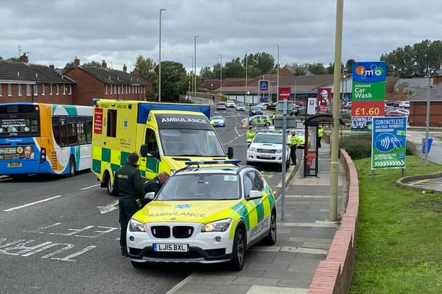 Emergency services on the scene of the collision in Chichester Road in South Shields.
