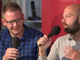 Wise Men Say podcast hosts Gareth Barker and Stephen Goldsmith (right).