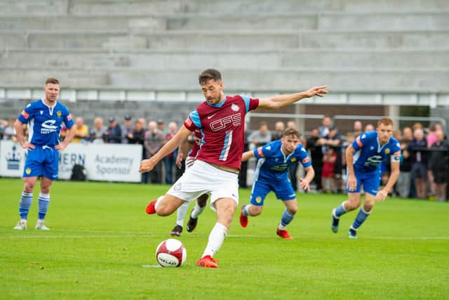 Robert Briggs scores his second and Shields third from penalty spot.