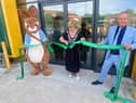 Leader of South Tyneside Council Councillor Tracey Dixo,, centre, cutting the ribbon to open Green Fingers Garden Centre.