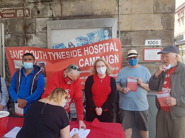 Emma-Lewell Buck MP with hospital campaigners in King Street, South Shields, on Friday, June 5.