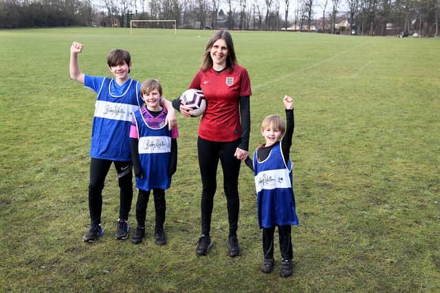 From left: Harry, Joe, Emily and Nico Gettins who are all taking part in Sir Bobby's Football Run.