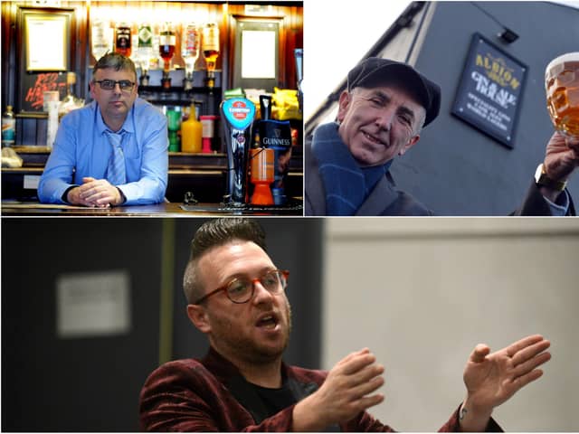 Lee Hughes, of Jarrow's Red Hackle pub (top-left); Jess McConnell, who runs The Albion, also in Jarrow (top-right); and Stephen Sullivan, owner of Ziggy's Bar in South Shields (below)