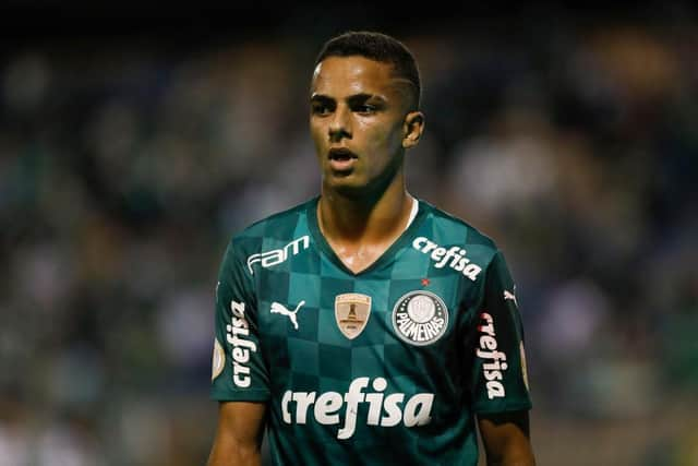 Giovani of Palmeiras looks on during the match between Palmeiras and Ceara as part of Brasileirao Series A 2021 at Arena Barueri on December 09, 2021 in Barueri, Brazil. (Photo by Ricardo Moreira/Getty Images)