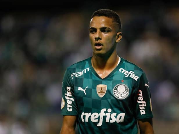 Giovani of Palmeiras looks on during the match between Palmeiras and Ceara as part of Brasileirao Series A 2021 at Arena Barueri on December 09, 2021 in Barueri, Brazil. (Photo by Ricardo Moreira/Getty Images)