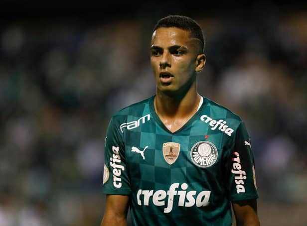 Giovani of Palmeiras looks on during the match between Palmeiras and Ceara as part of Brasileirao Series A 2021 at Arena Barueri on December 09, 2021 in Barueri, Brazil. (Photo by Ricardo Moreira/Getty Images)