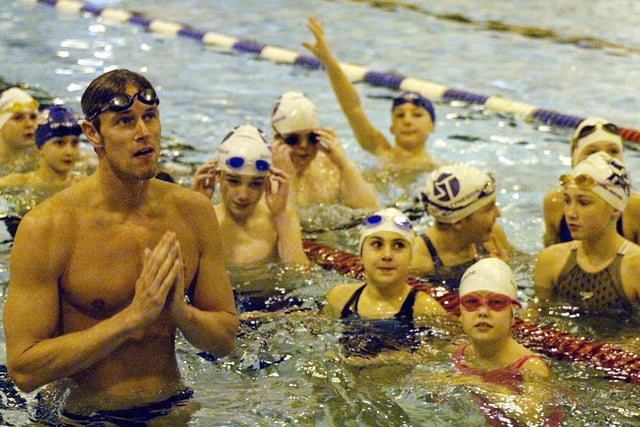Olympic swimmer Mark Foster gave a demonstration of his skills at Hebburn Swimming Pool in 2004.
