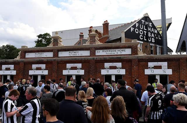 Newcastle United fans outside Craven Cottage in 2016.