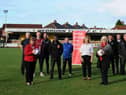 Supporting Show Racism the Red Card. South Tyneside Council Leader Cllr Tracey Dixon, left, and Deputy Leader Cllr Joan Atkinson, with representatives from South Shields FC, Jarrow FC, and Hebburn Town FC.